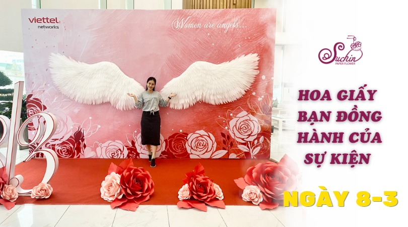 Top 25+ mẫu thiết kế backdrop ngày 8/3 bằng hoa giấy sang trọng