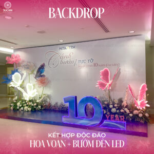 Backdrop bướm và hoa voan
