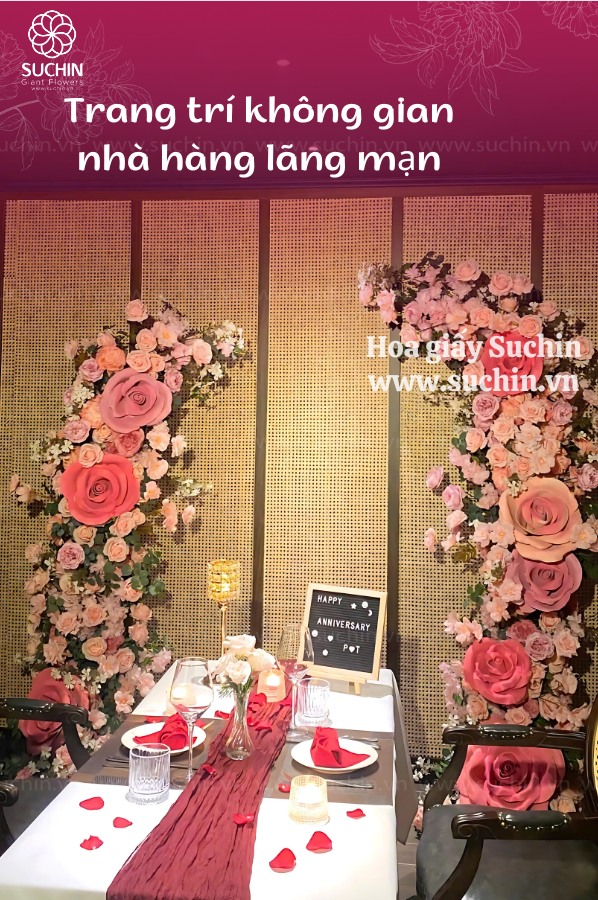 Buổi tối lãng mạn với hoa khổng lồ trang trí nhà hàng