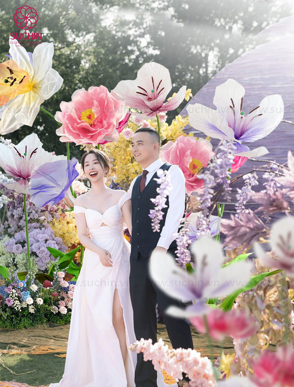 Dịch vụ thuê hoa trang trí tiệc cưới, thuê hoa khổng lồ ấn tượng